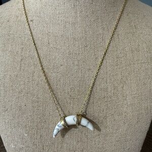 Stella & Dot Gold and White Crescent Necklace